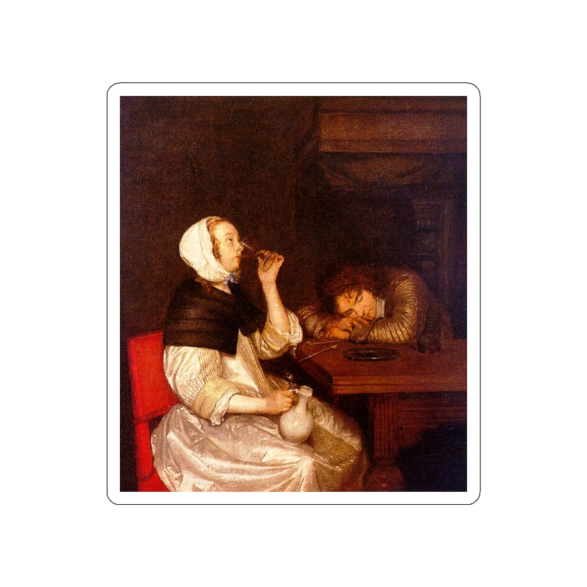 BORCH, Gerard ter - Drink (Artwork) STICKER Vinyl Die-Cut Decal-White-The Sticker Space