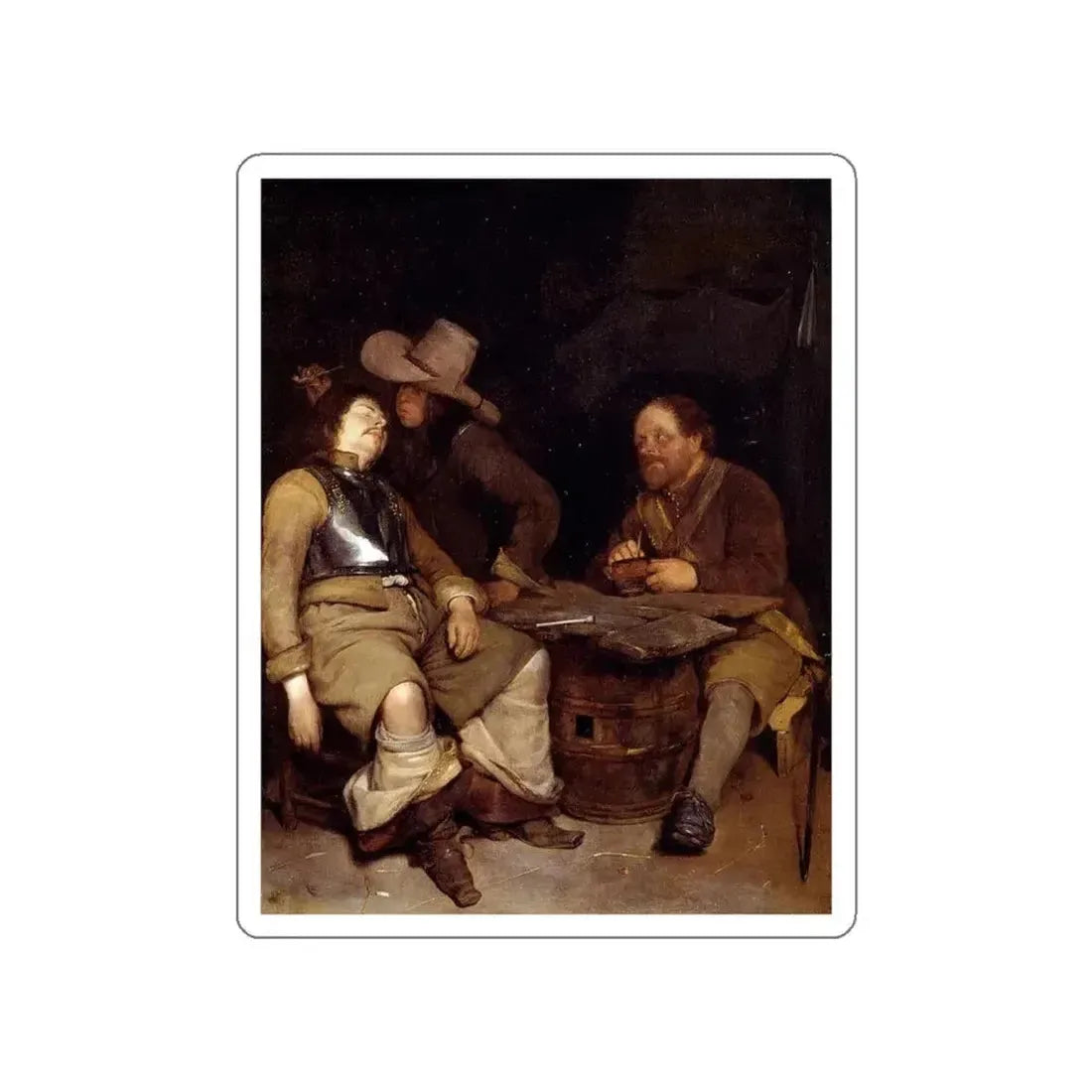 BORCH, Gerard ter - Soldier Blowing Smoke in the Face of His Sleeping Companion (Artwork) STICKER Vinyl Die-Cut Decal White Die-Cut 4 Inch - The Sticker Space