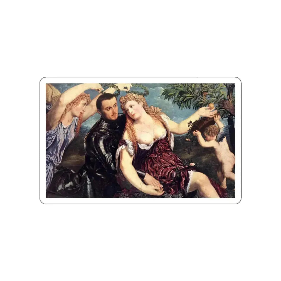 BORDONE, Paris - Allegory with Lovers (Artwork) STICKER Vinyl Die-Cut Decal White Die-Cut 5 Inch - The Sticker Space