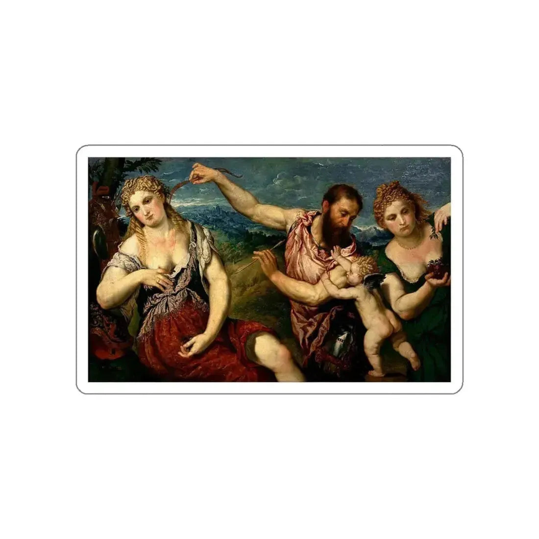 BORDONE, Paris - Allegory with the love of Mars and Venus (Artwork) STICKER Vinyl Die-Cut Decal White Die-Cut 4 Inch - The Sticker Space