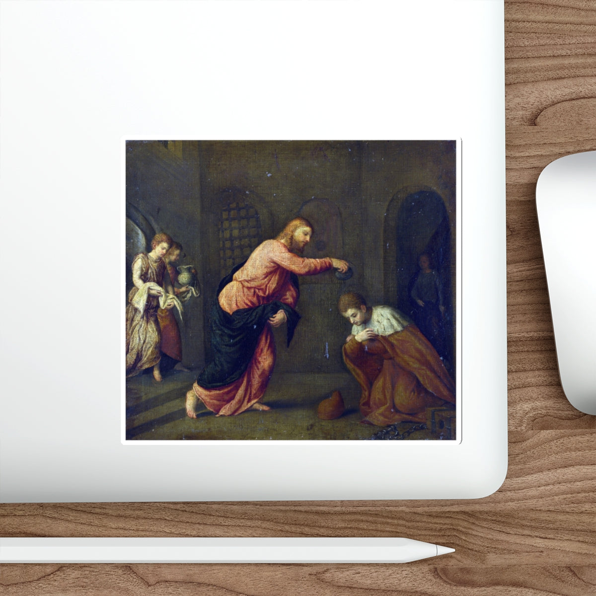 BORDONE, Paris - Christ baptising Saint John Martyr (Artwork) STICKER Vinyl Die-Cut Decal-The Sticker Space