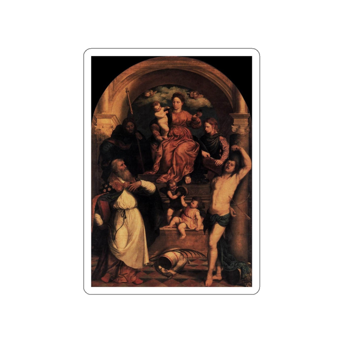 BORDONE, Paris - Madonna and Child with Saints (Artwork) STICKER Vinyl Die-Cut Decal-White-The Sticker Space