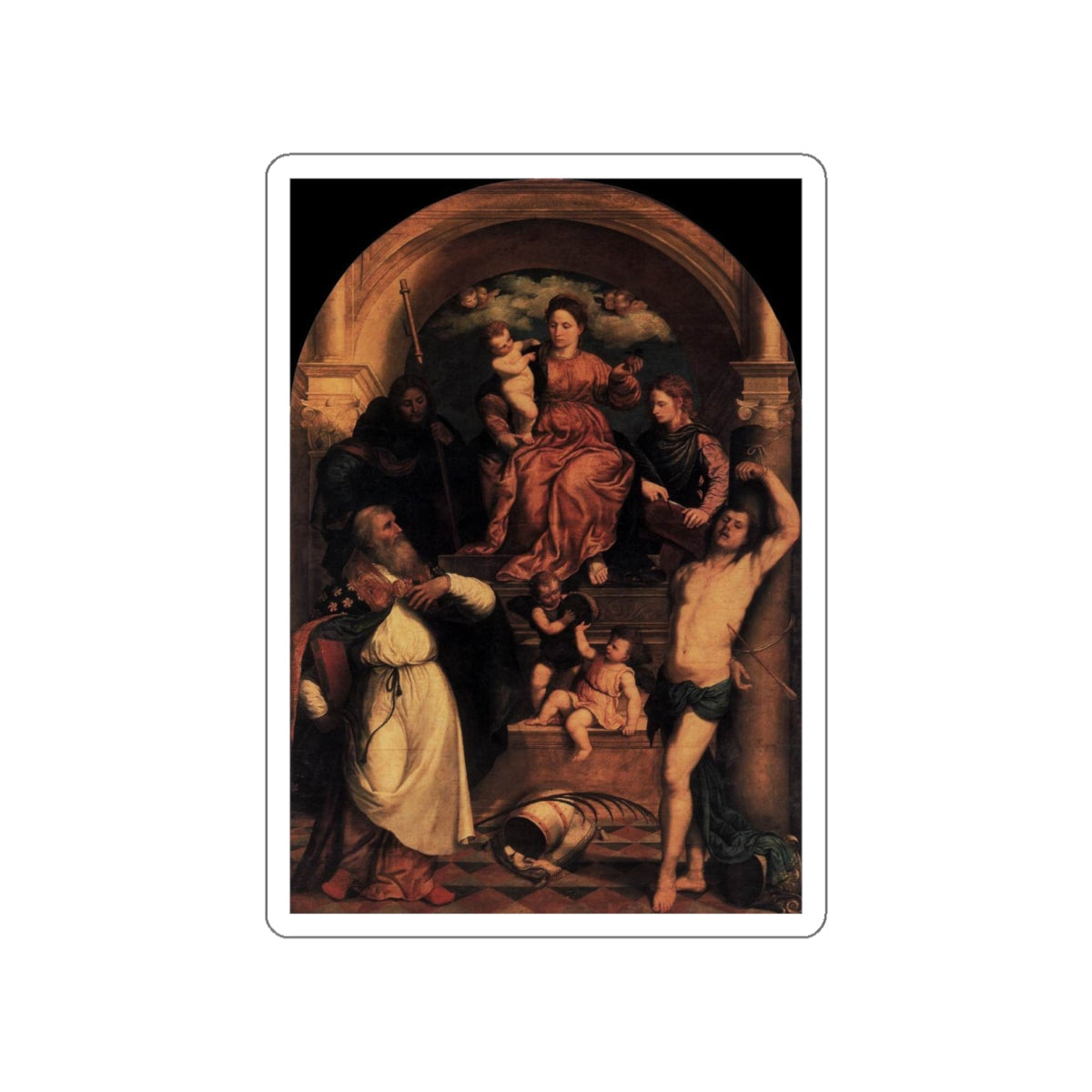 BORDONE, Paris - Madonna and Child with Saints (Artwork) STICKER Vinyl Die-Cut Decal-White-The Sticker Space