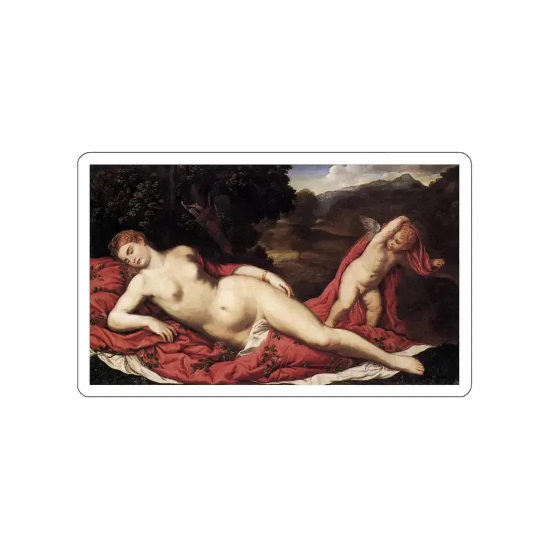 BORDONE, Paris - Sleeping Venus with Cupid (Artwork) STICKER Vinyl Die-Cut Decal White Die-Cut 3 Inch - The Sticker Space
