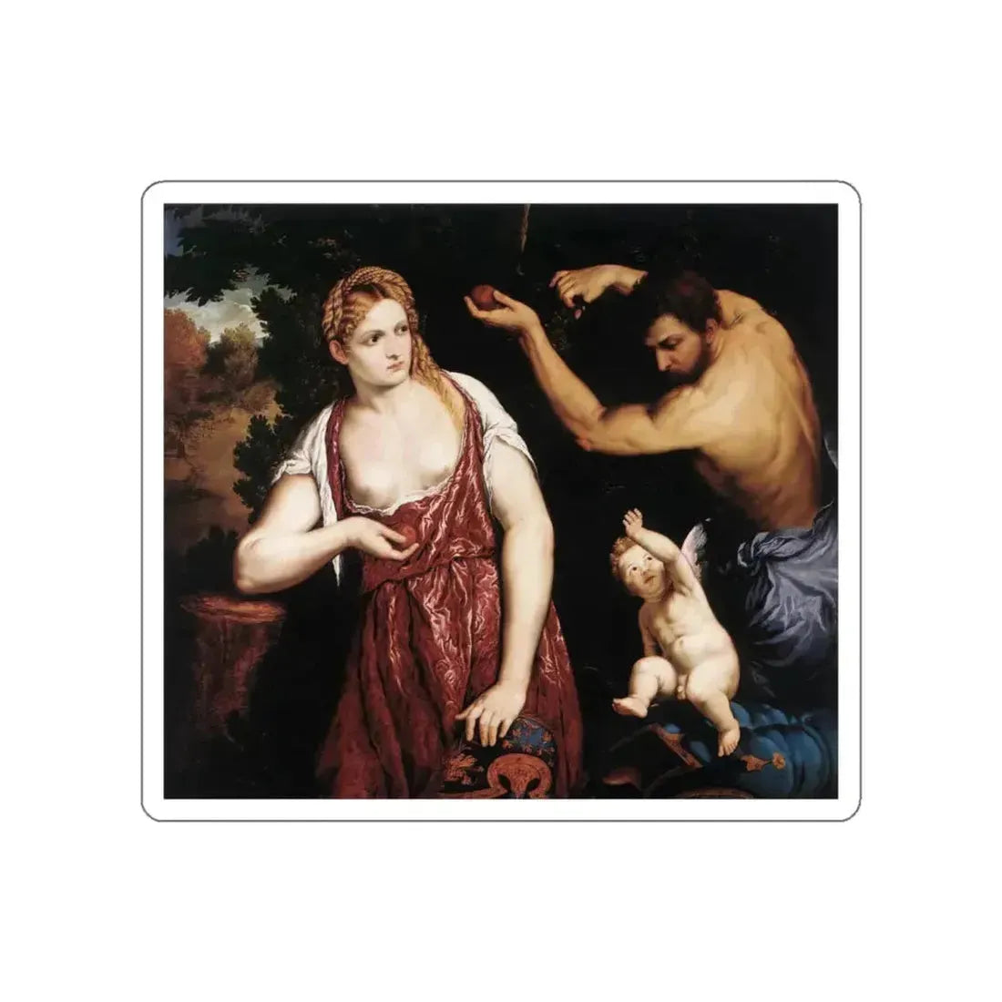 BORDONE, Paris - Venus and Mars with Cupid (Artwork) STICKER Vinyl Die-Cut Decal White Die-Cut 6 Inch - The Sticker Space