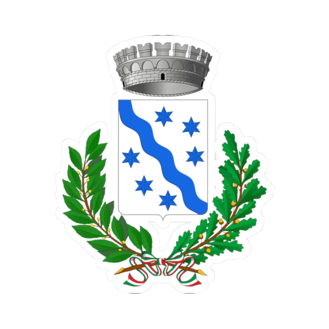 Borghetto dArroscia-Stemma (Italy) (Coat of Arms) STICKER Vinyl Kiss-Cut Decal 2 Inch White - The Sticker Space