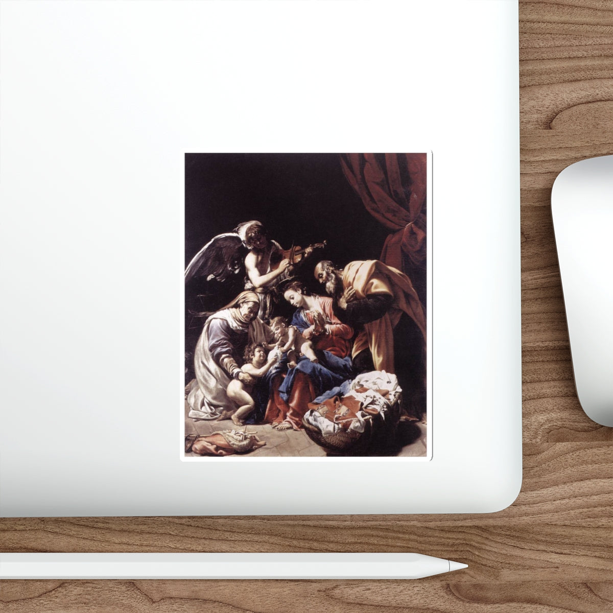 BORGIANNI, Orazio - Holy Family with St Elizabeth, the Young St John the Baptist and an Angel (Artwork) STICKER Vinyl Die-Cut Decal-The Sticker Space