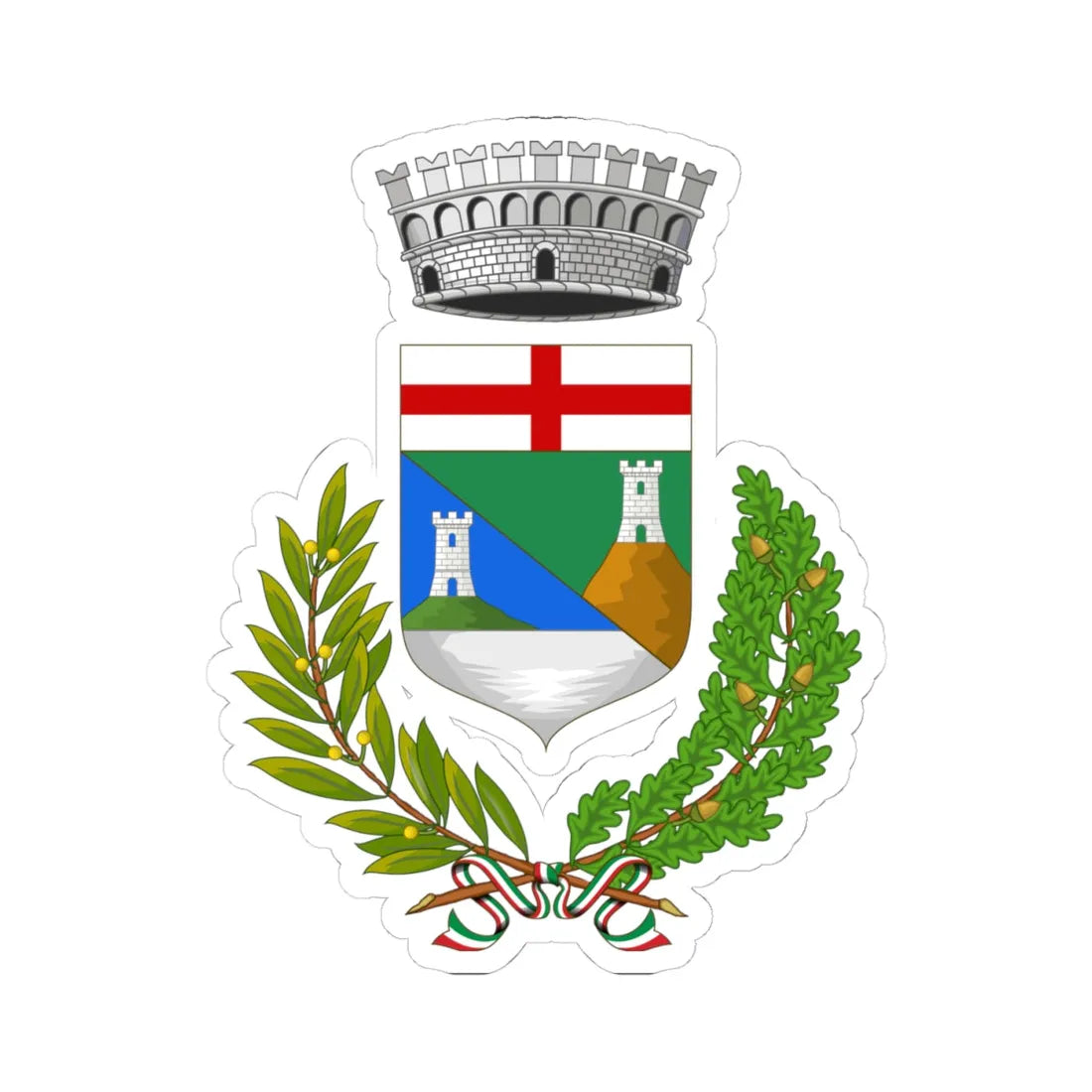 Borgio Verezzi-Stemma (Italy) (Coat of Arms) STICKER Vinyl Kiss-Cut Decal 4 Inch White - The Sticker Space