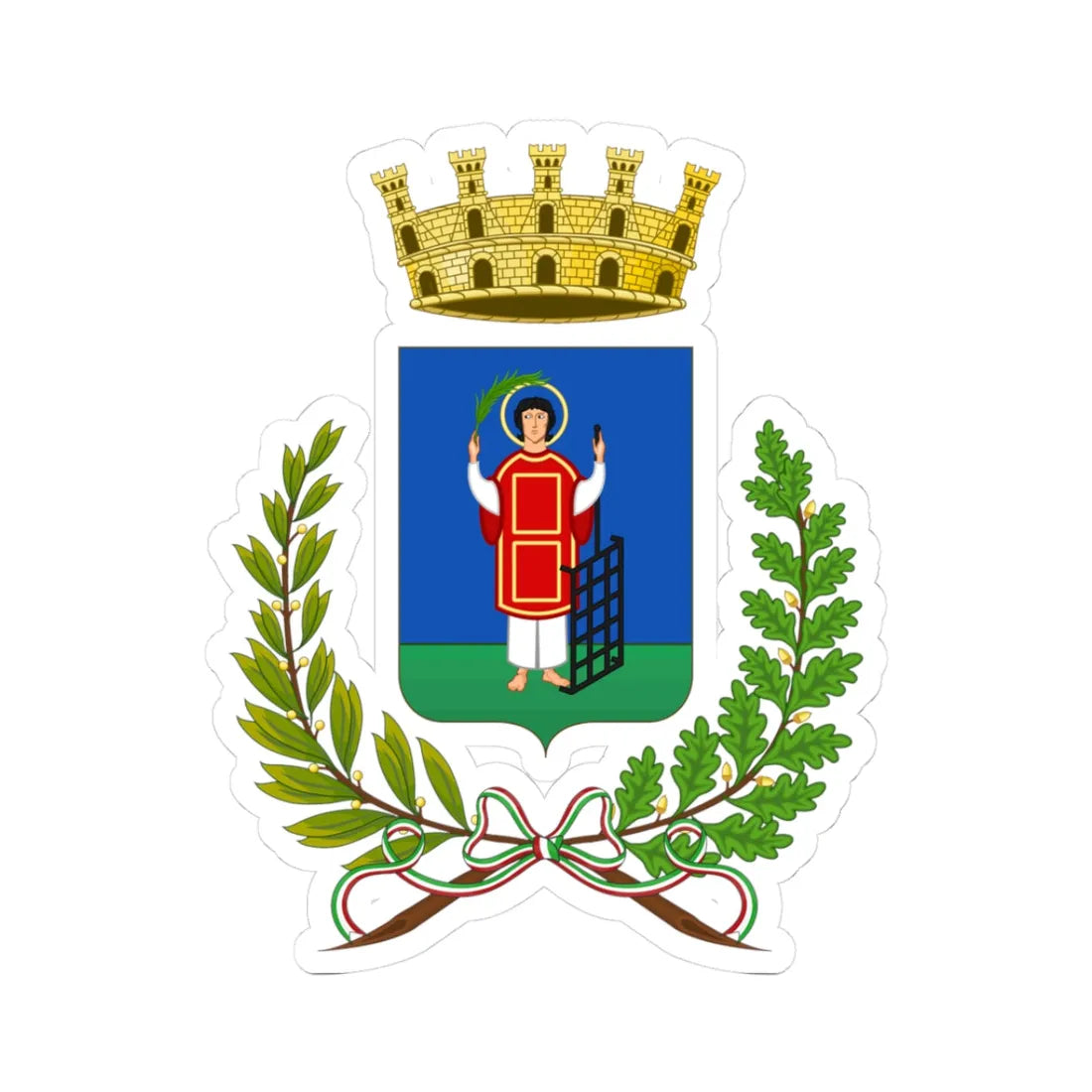 Borgo San Lorenzo-Stemma (Italy) (Coat of Arms) STICKER Vinyl Kiss-Cut Decal 3 Inch White - The Sticker Space
