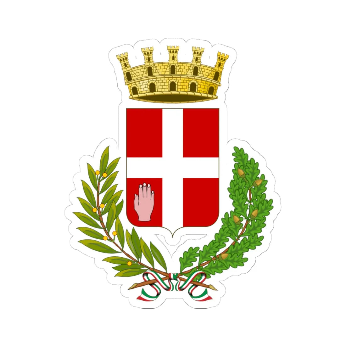 Borgomanero-Stemma (Italy) (Coat of Arms) STICKER Vinyl Kiss-Cut Decal 4 Inch White - The Sticker Space