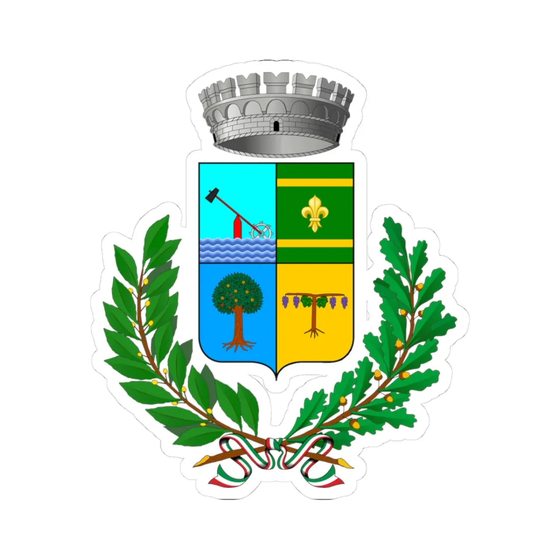 Borgomezzavalle-Stemma (Italy) (Coat of Arms) STICKER Vinyl Kiss-Cut Decal 3 Inch White - The Sticker Space