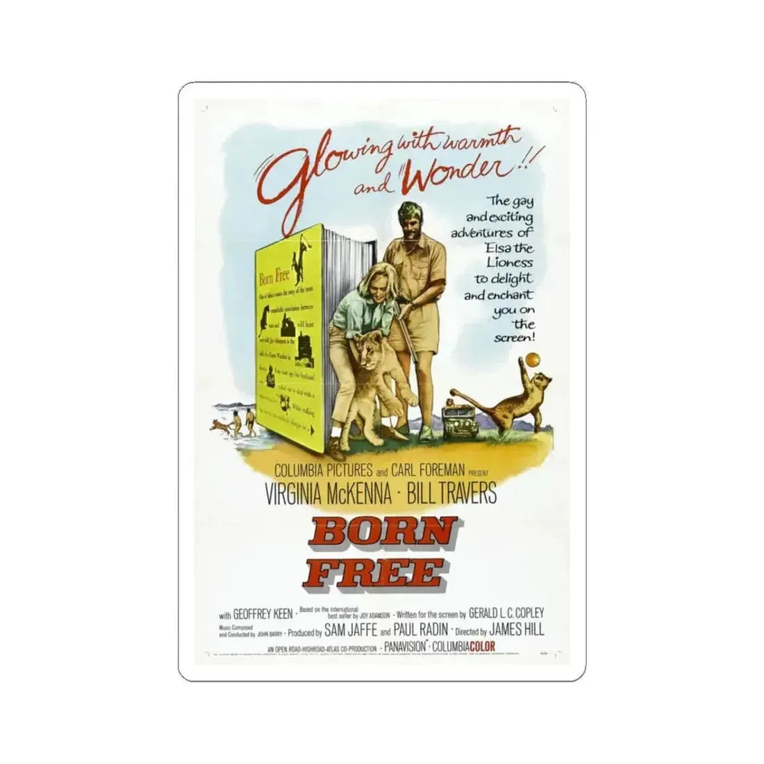 Born Free 1966 Movie Poster - STICKER Vinyl Kiss-Cut Decal 3 Inch White - The Sticker Space