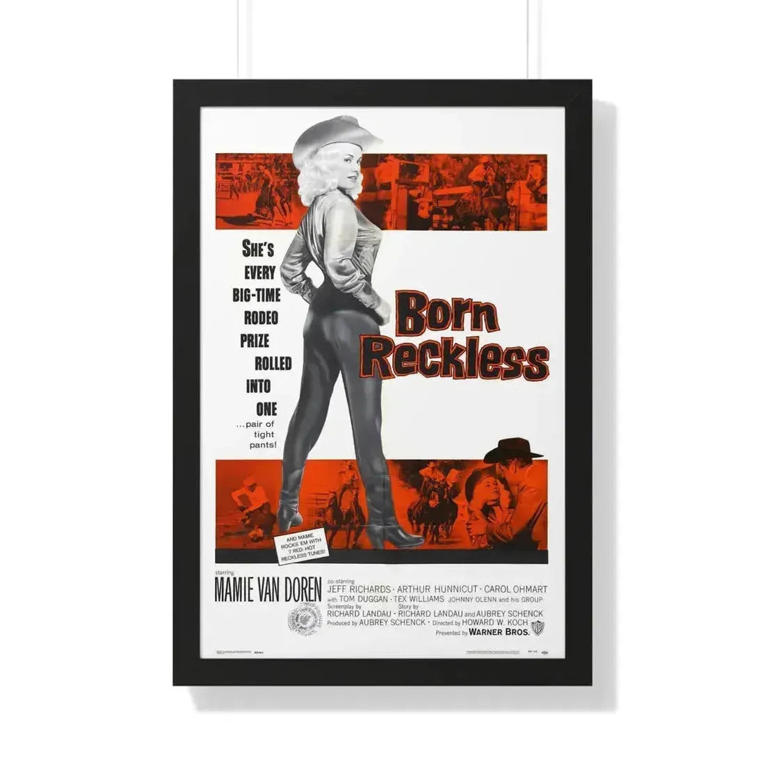 BORN RECKLESS 1958 - Framed Movie Poster 20" x 30" Black - The Sticker Space