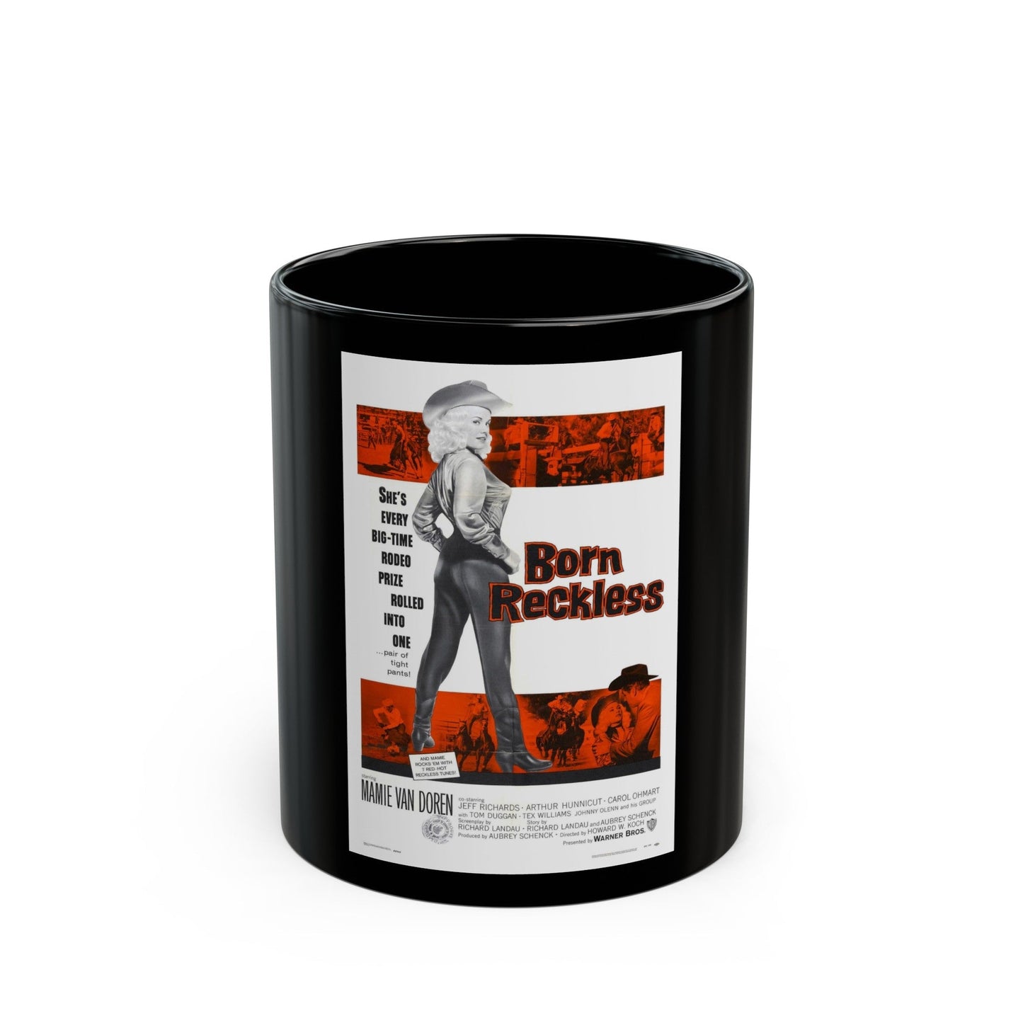 BORN RECKLESS 1958 Movie Poster - Black Coffee Mug-11oz-The Sticker Space