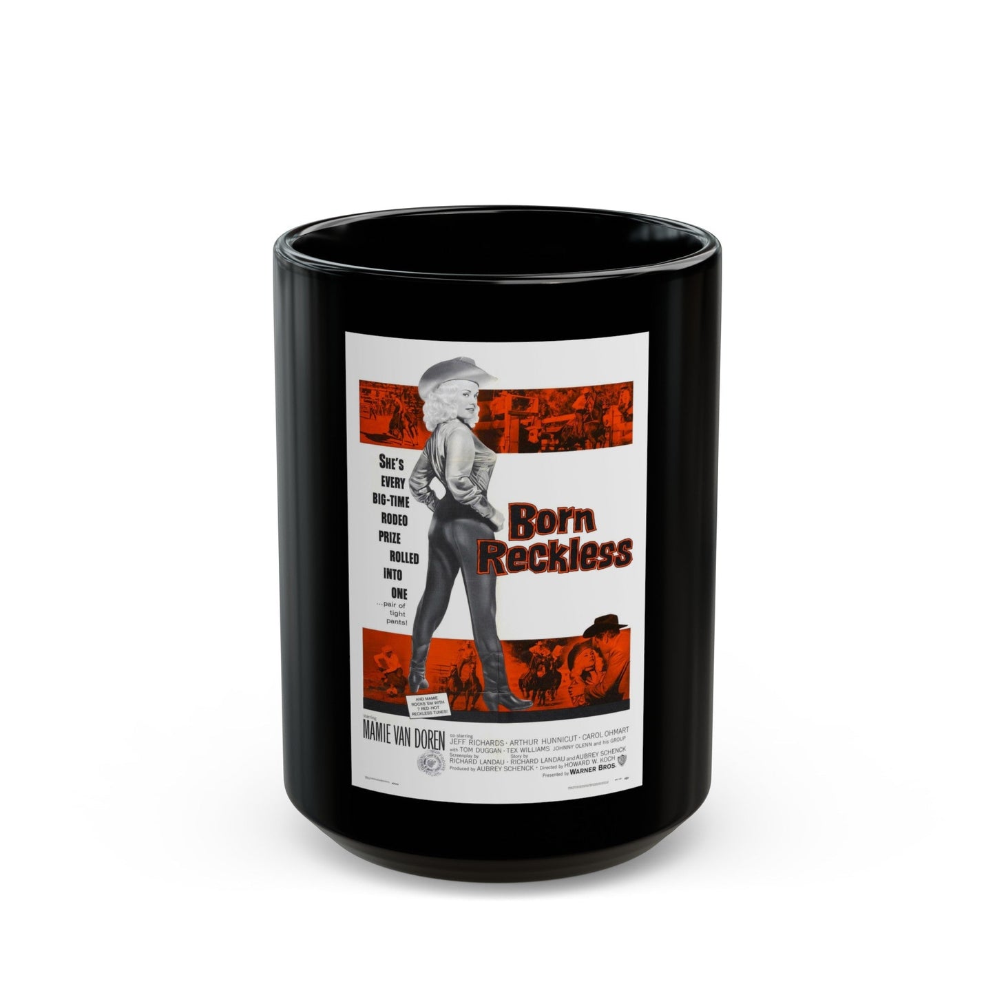 BORN RECKLESS 1958 Movie Poster - Black Coffee Mug-15oz-The Sticker Space