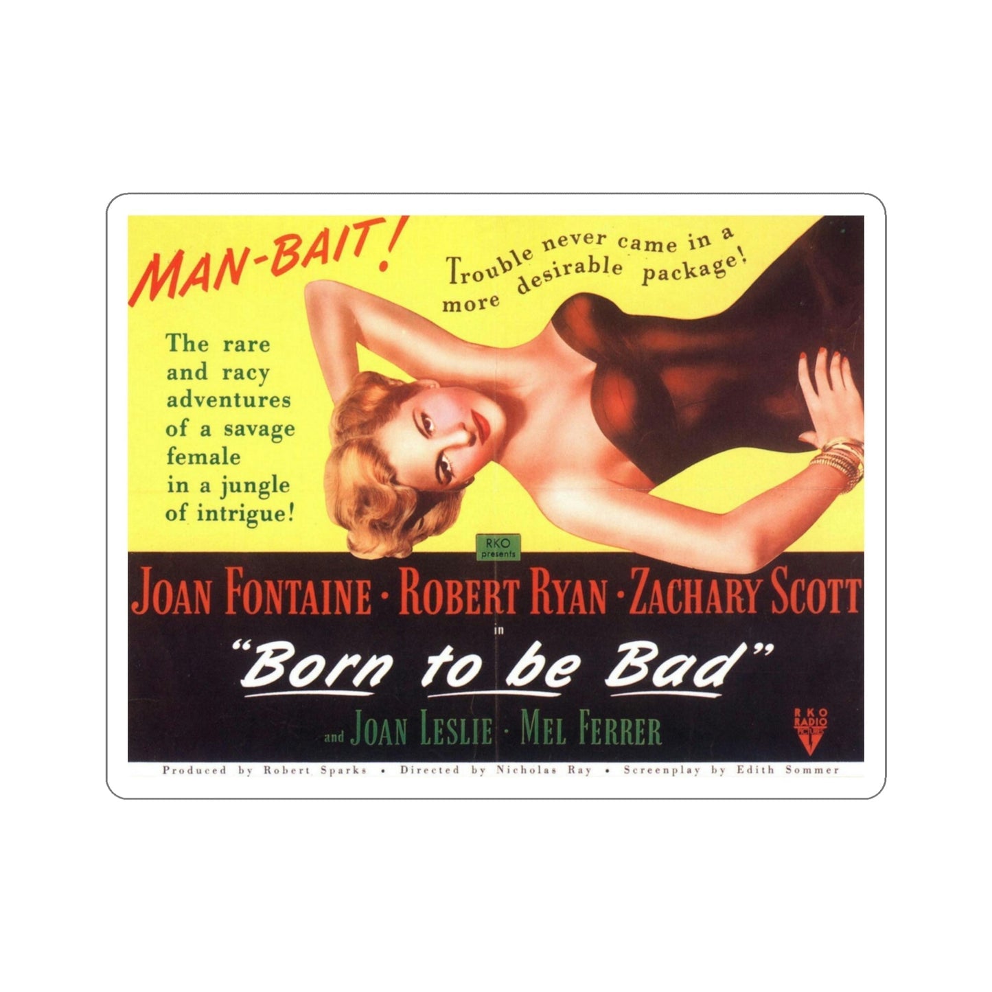 Born to Be Bad 1950 Movie Poster STICKER Vinyl Die-Cut Decal-4 Inch-The Sticker Space