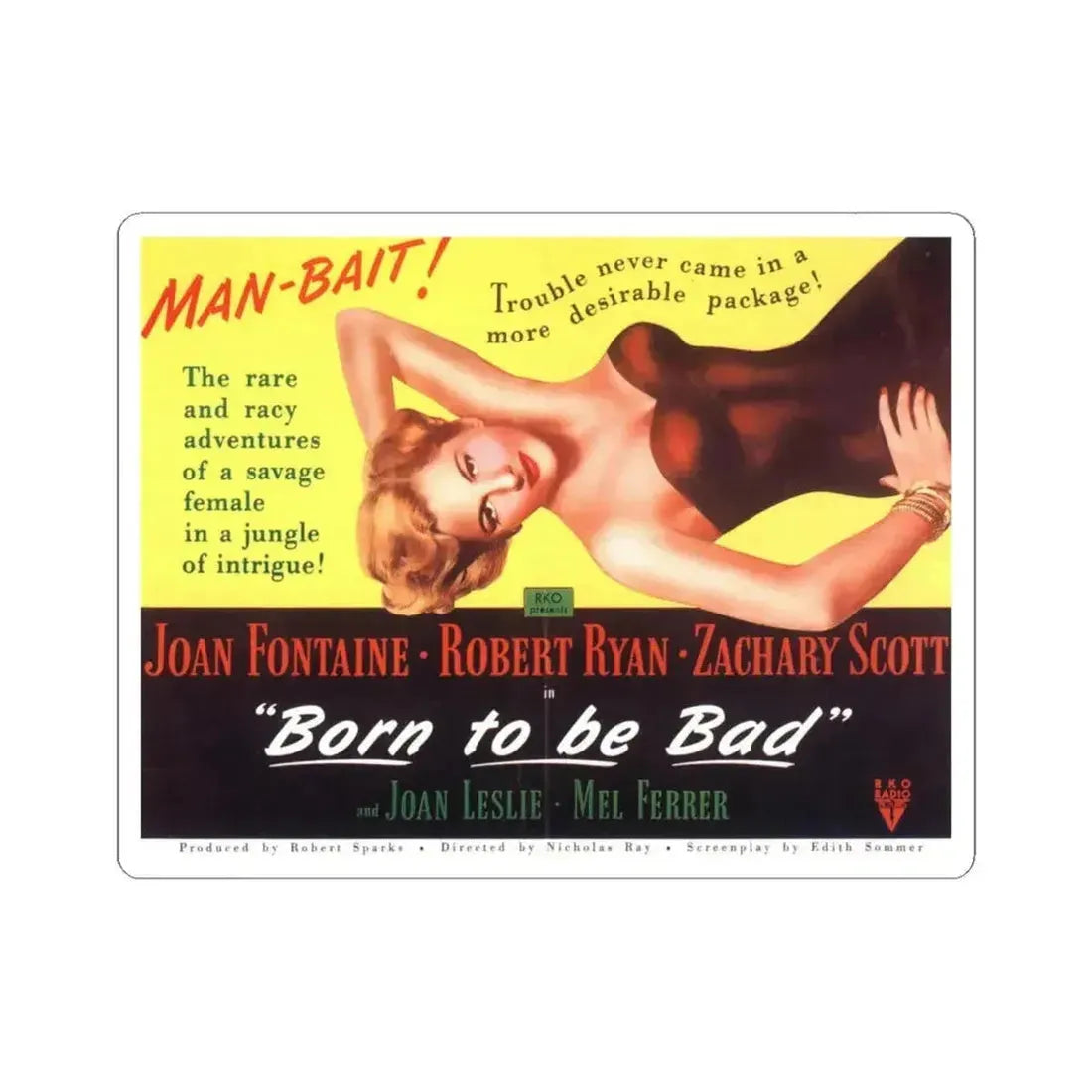 Born to Be Bad 1950 Movie Poster - STICKER Vinyl Kiss-Cut Decal 6 Inch White - The Sticker Space