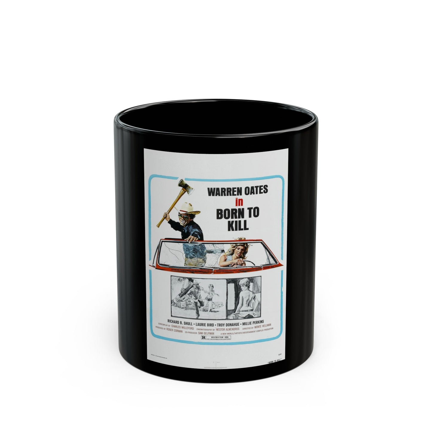 BORN TO KILL 1974 Movie Poster - Black Coffee Mug-11oz-The Sticker Space