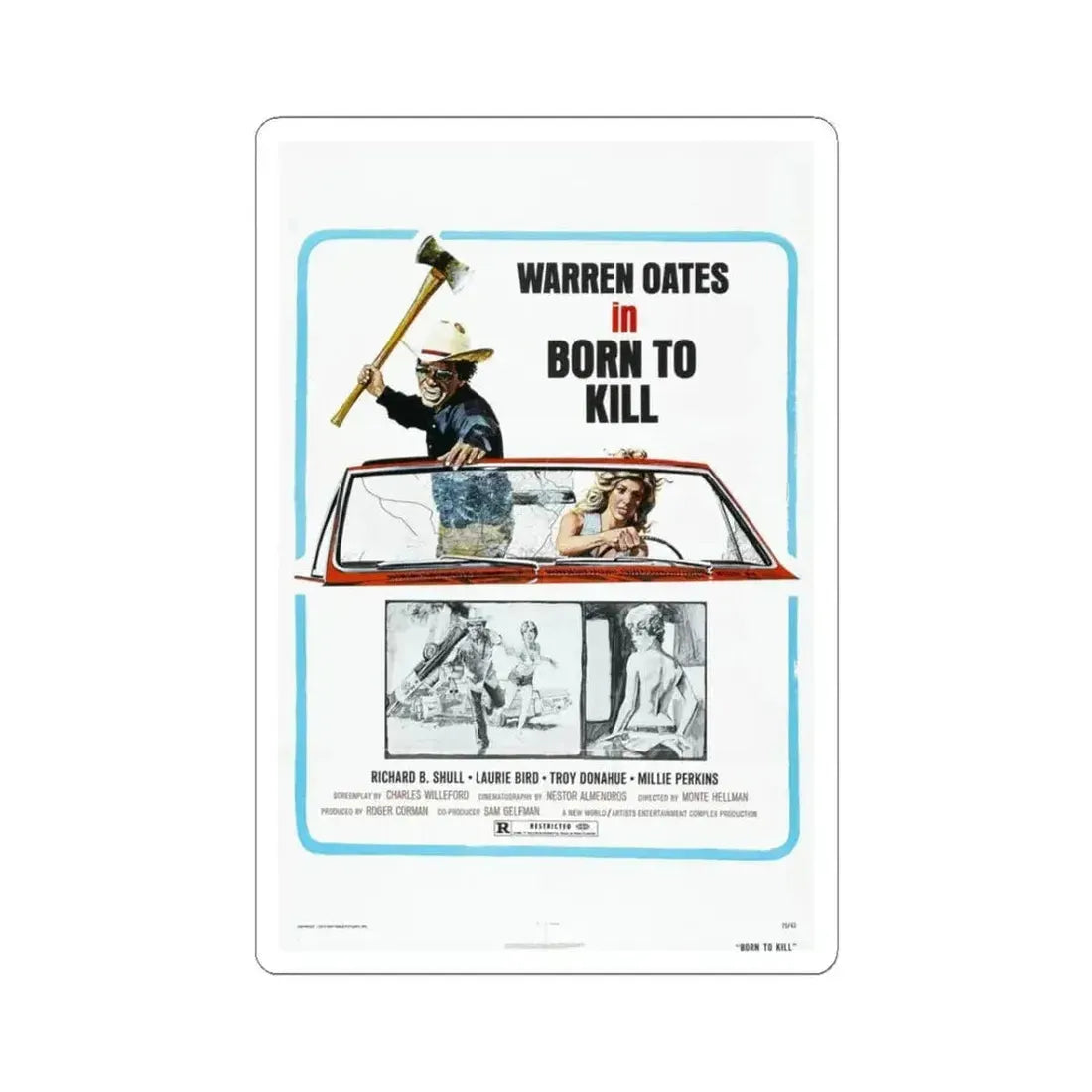 BORN TO KILL 1974 Movie Poster - STICKER Vinyl Kiss-Cut Decal 3 Inch White - The Sticker Space