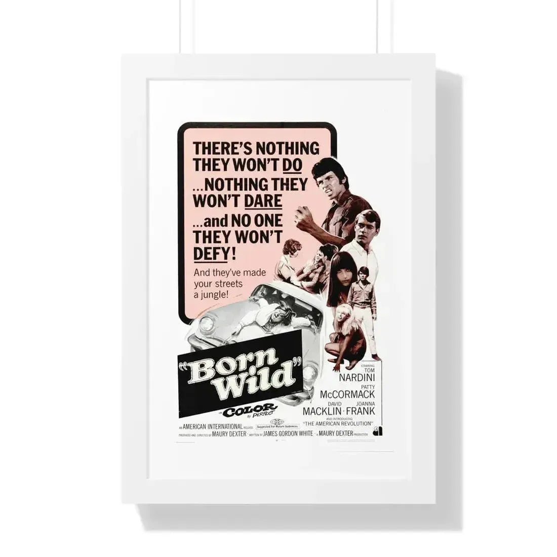 BORN WILD 1968 - Framed Movie Poster 16″ x 24″ White - The Sticker Space