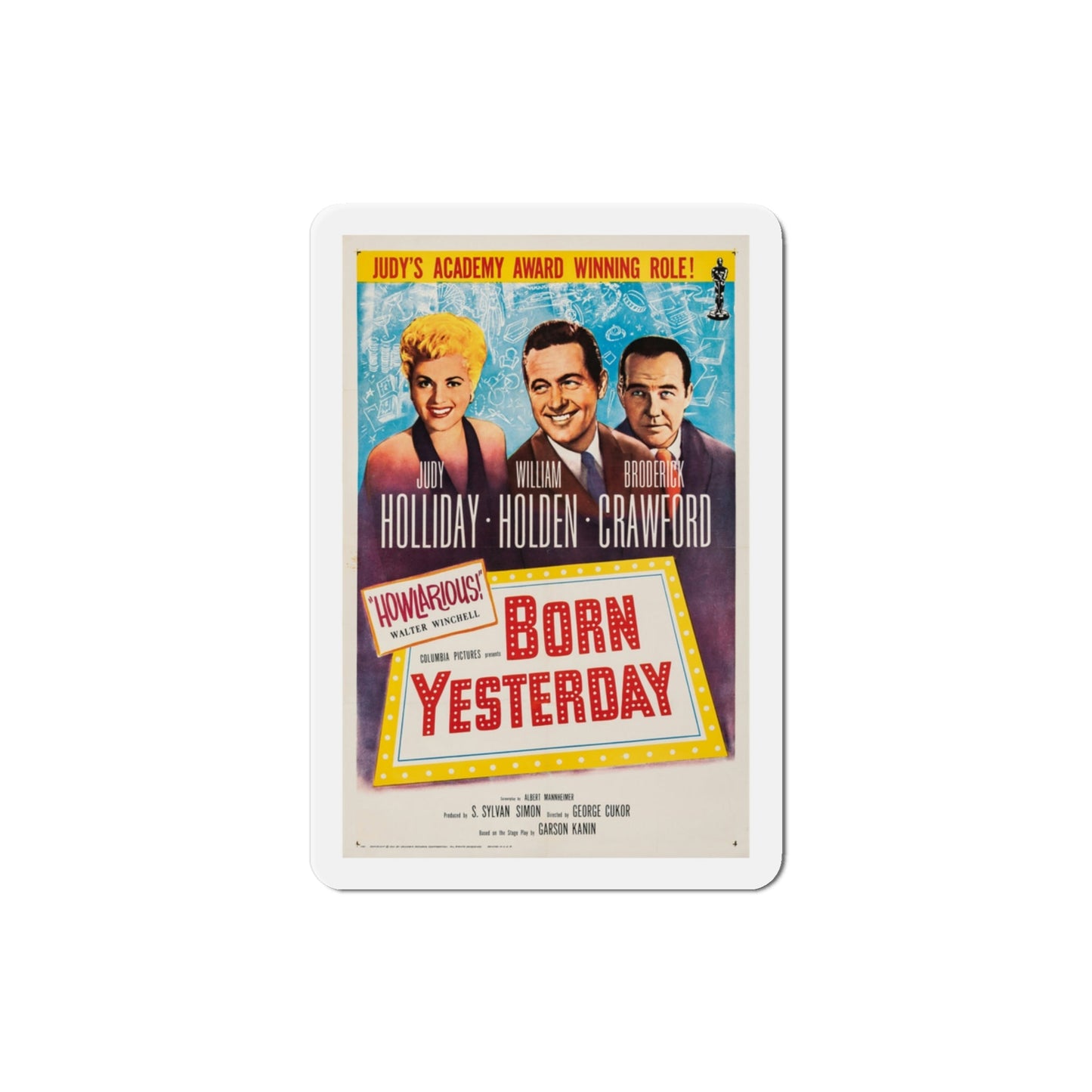 Born Yesterday 1950 Movie Poster Die-Cut Magnet-3 Inch-The Sticker Space