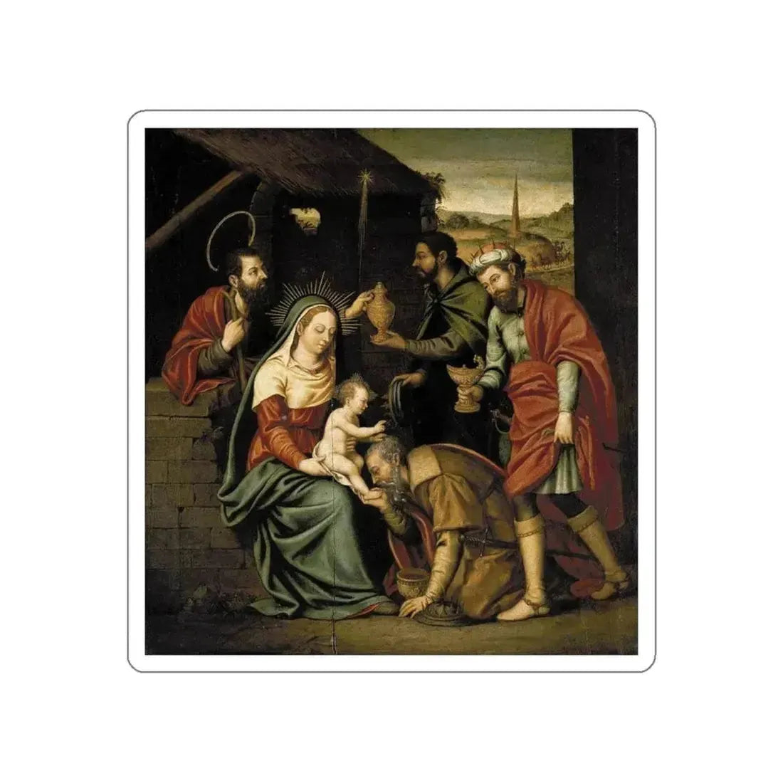 BORRAS, Fray Nicolas - The Adoration of the Magi (Artwork) STICKER Vinyl Die-Cut Decal White Die-Cut 5 Inch - The Sticker Space