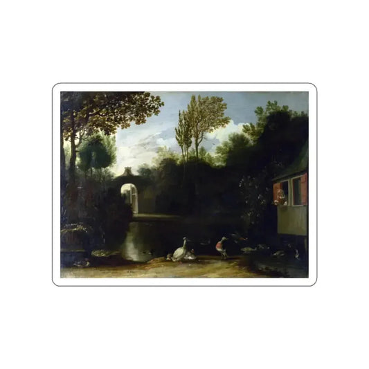 BORSSUM, Anthonie van - A Garden Scene with Waterfowl (Artwork) STICKER Vinyl Die-Cut Decal White Die-Cut 2 Inch - The Sticker Space