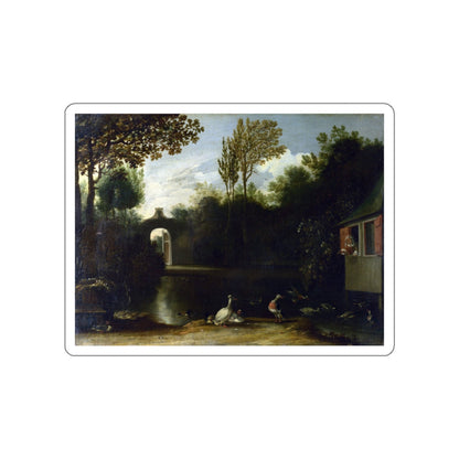 BORSSUM, Anthonie van - A Garden Scene with Waterfowl (Artwork) STICKER Vinyl Die-Cut Decal-White-The Sticker Space