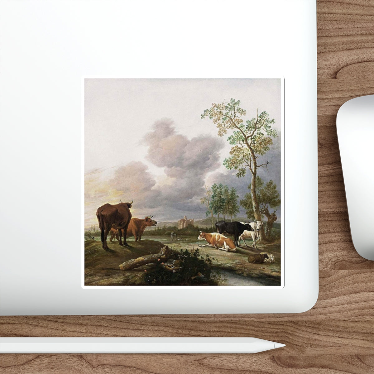 BORSSUM, Anthonie van - Landscape with Cows and Sheep (Artwork) STICKER Vinyl Die-Cut Decal-The Sticker Space