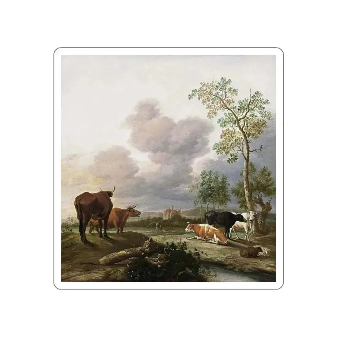 BORSSUM, Anthonie van - Landscape with Cows and Sheep (Artwork) STICKER Vinyl Die-Cut Decal - The Sticker Space