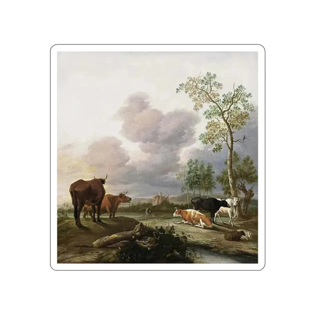 BORSSUM, Anthonie van - Landscape with Cows and Sheep (Artwork) STICKER Vinyl Die-Cut Decal - The Sticker Space