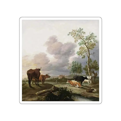 BORSSUM, Anthonie van - Landscape with Cows and Sheep (Artwork) STICKER Vinyl Die-Cut Decal White Die-Cut 3 Inch - The Sticker Space
