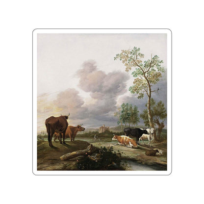 BORSSUM, Anthonie van - Landscape with Cows and Sheep (Artwork) STICKER Vinyl Die-Cut Decal-White-The Sticker Space