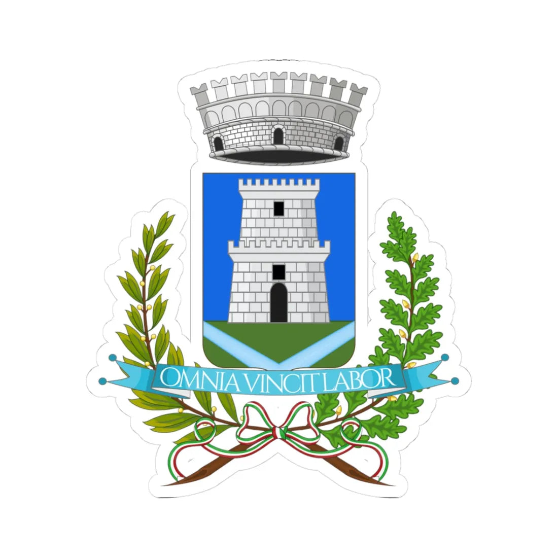 Borzonasca-Stemma (Italy) (Coat of Arms) STICKER Vinyl Kiss-Cut Decal 3 Inch White - The Sticker Space