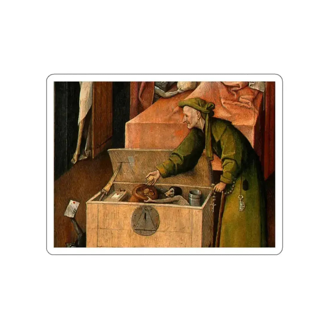 BOSCH, Hieronymus - Death and the miser DETAIL 2 (Artwork) STICKER Vinyl Die-Cut Decal White Die-Cut 2 Inch - The Sticker Space