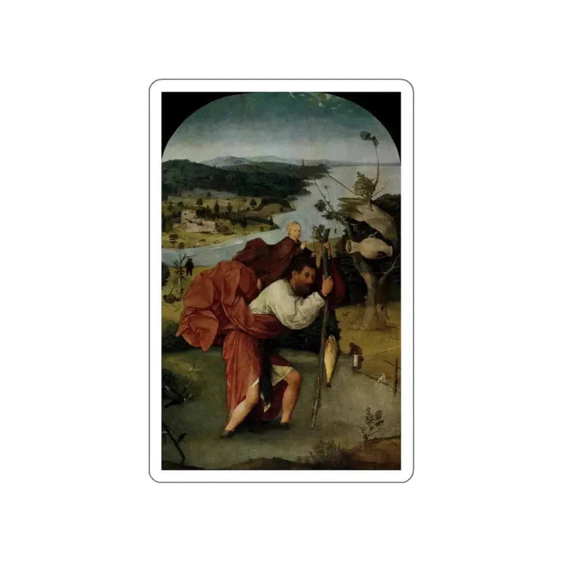 BOSCH, Hieronymus - St Christopher (Artwork) STICKER Vinyl Die-Cut Decal White Die-Cut 3 Inch - The Sticker Space