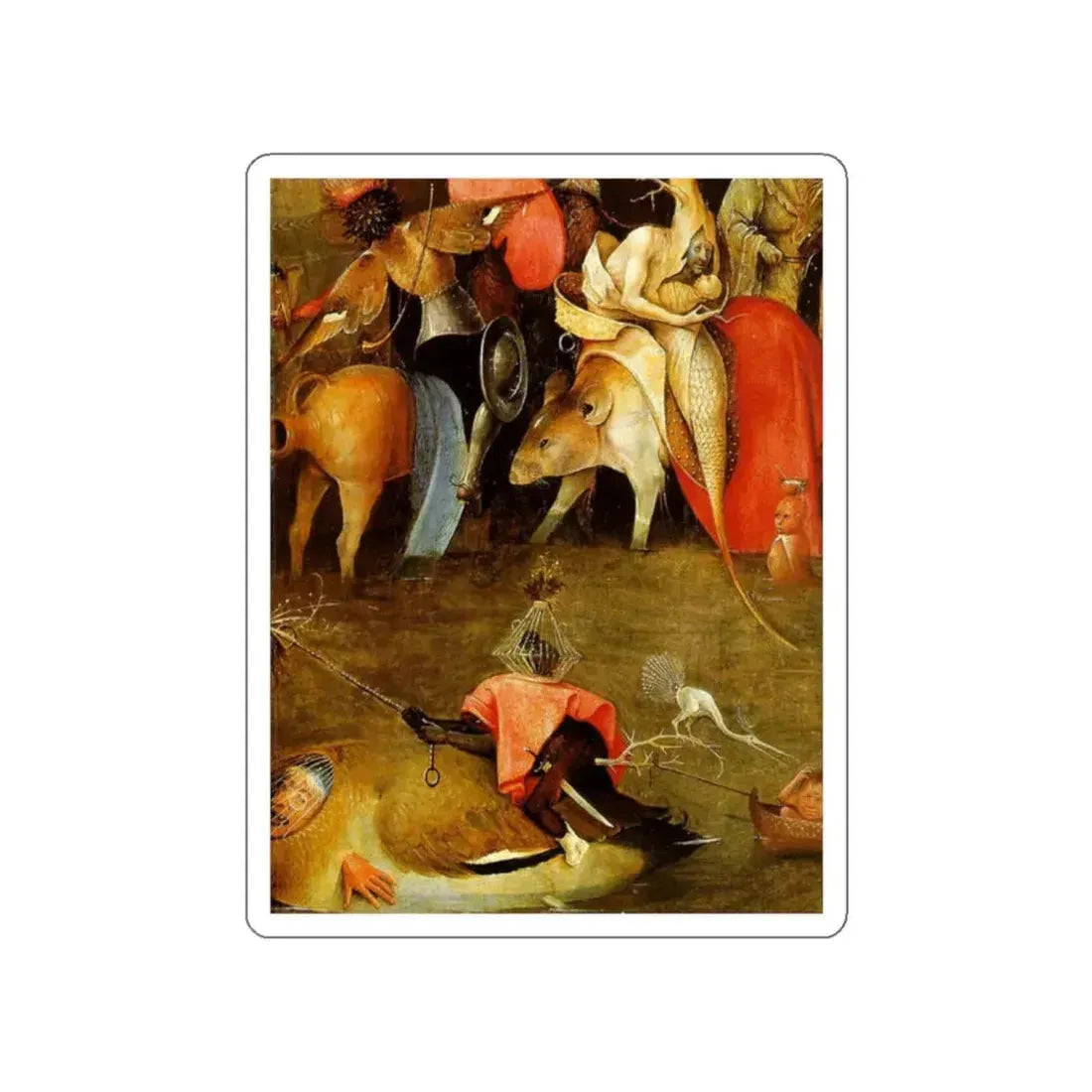 BOSCH, Hieronymus - Temptation of St. Anthony, detail of the central panel (Artwork) STICKER Vinyl Die-Cut Decal White Die-Cut 2 Inch - The Sticker Space