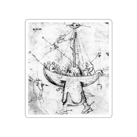 BOSCH, Hieronymus - The Ship of Fools in Flames (Artwork) STICKER Vinyl Die-Cut Decal-White-The Sticker Space