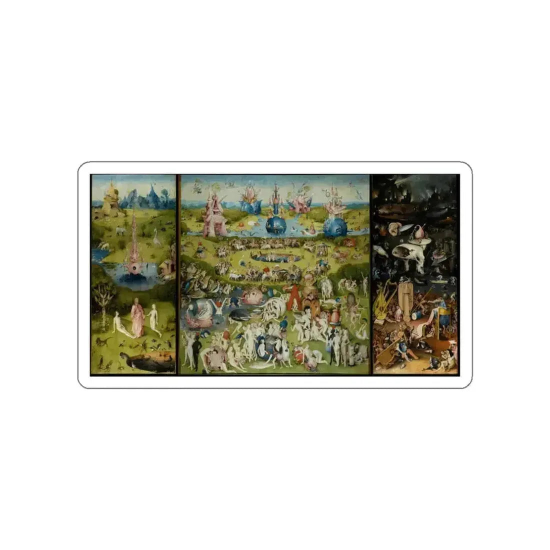 BOSCH, Hieronymus - Triptych of Garden of Earthly Delights (Artwork) STICKER Vinyl Die-Cut Decal White Die-Cut 3 Inch - The Sticker Space