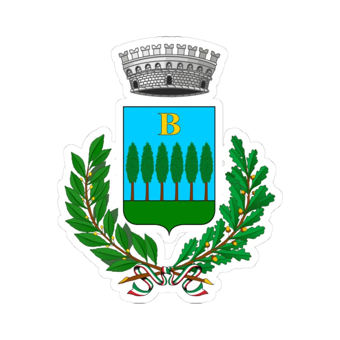 Bosia-Stemma (Italy) (Coat of Arms) STICKER Vinyl Kiss-Cut Decal 3 Inch White - The Sticker Space