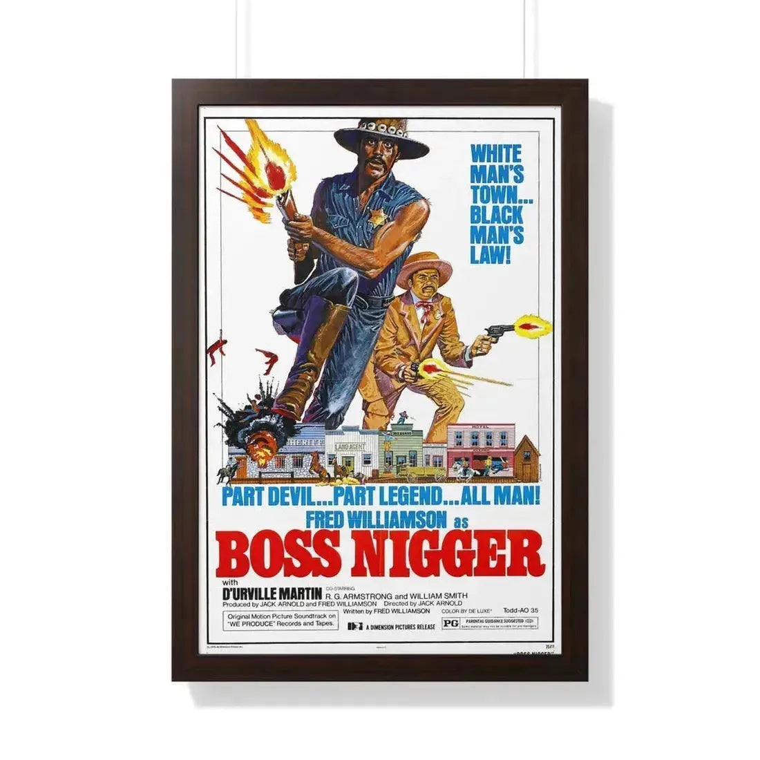 BOSS NIGGER 1974 - Framed Movie Poster 20" x 30" Walnut - The Sticker Space