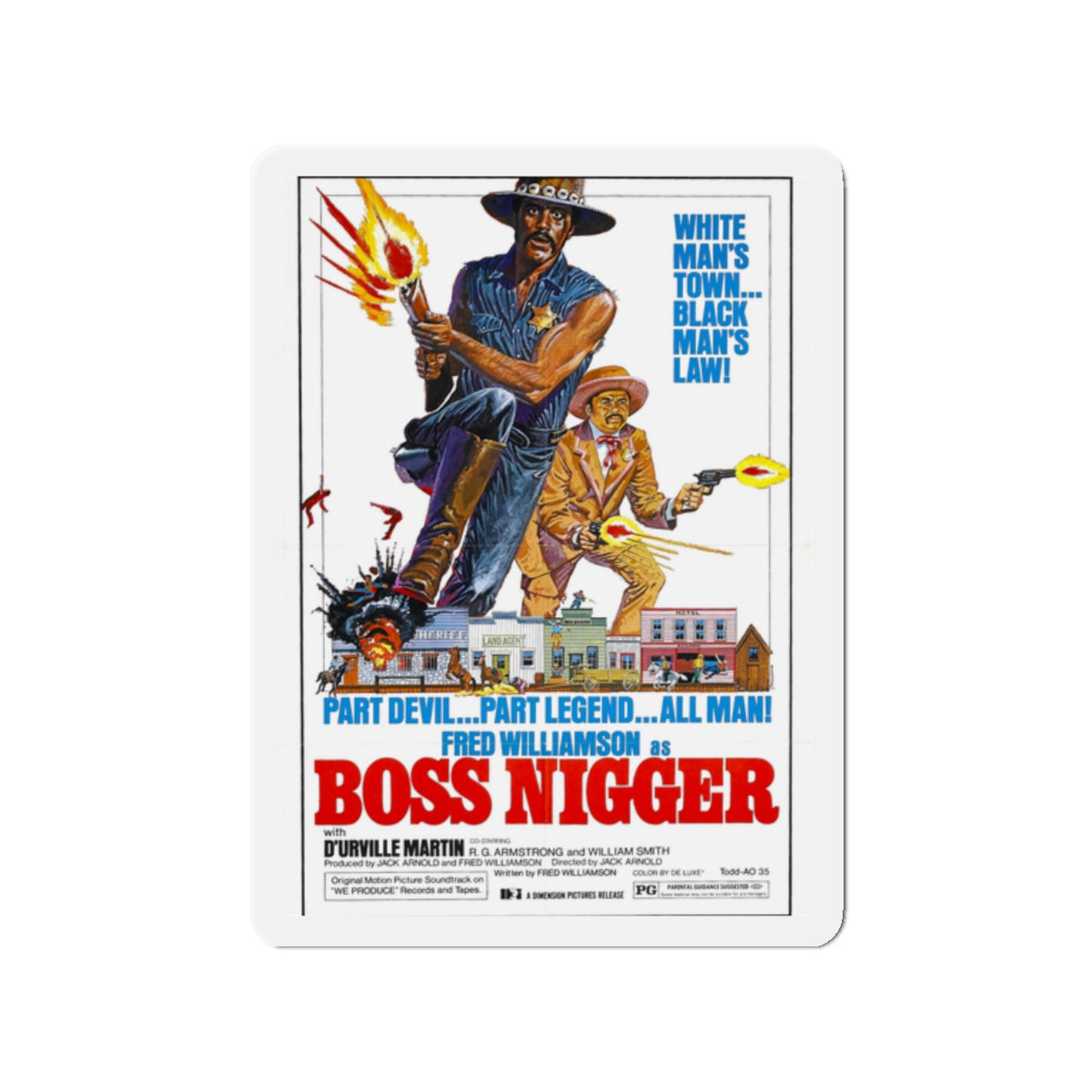 BOSS NIGGER 1974 Movie Poster - Die-Cut Magnet-2" x 2"-The Sticker Space