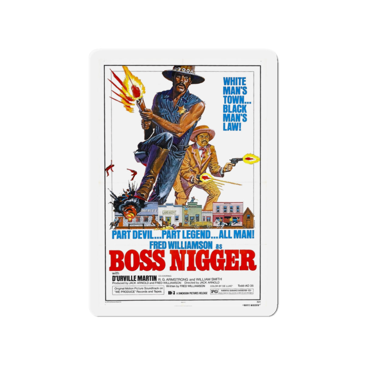 BOSS NIGGER 1974 Movie Poster - Die-Cut Magnet-3" x 3"-The Sticker Space