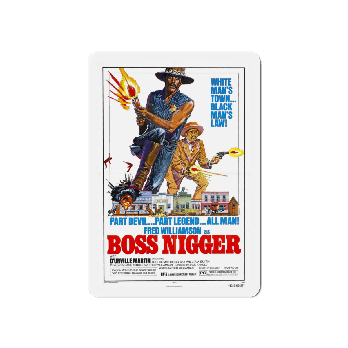 BOSS NIGGER 1974 Movie Poster - Die-Cut Magnet-6 × 6"-The Sticker Space