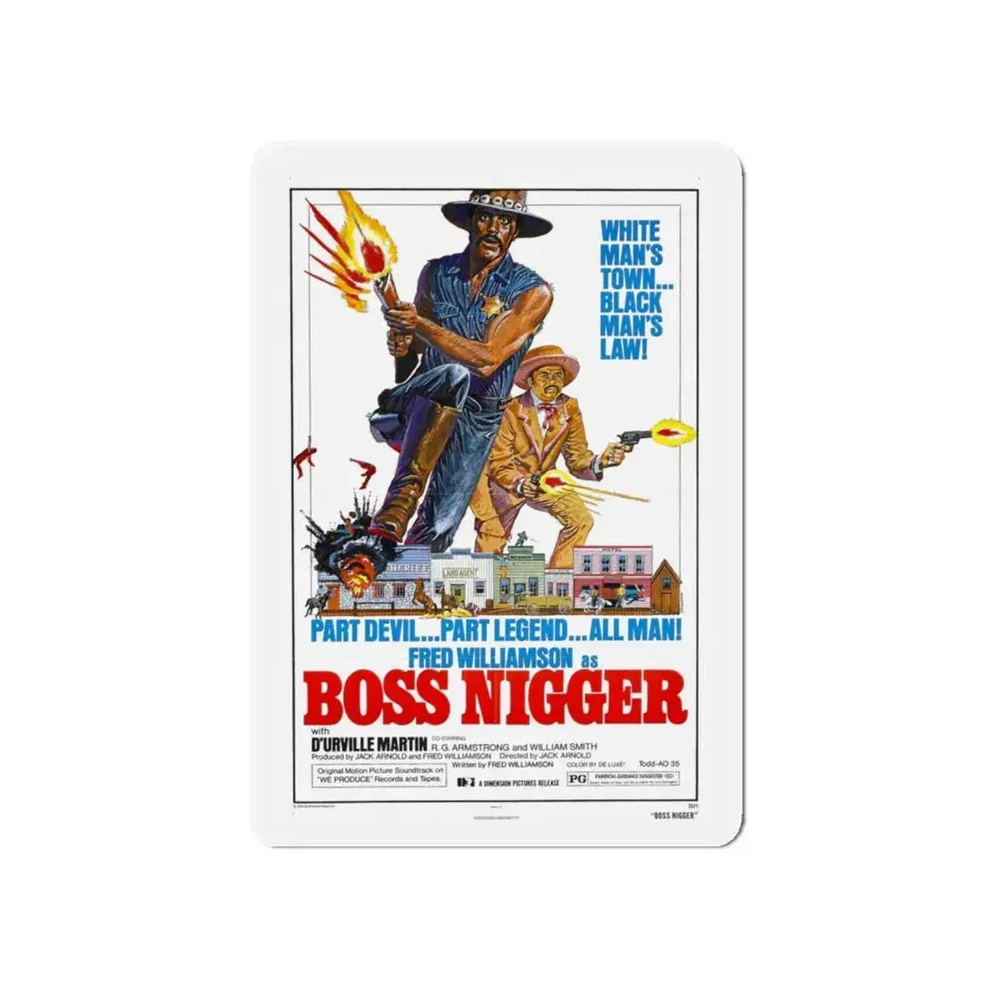 BOSS NIGGER 1974 Movie Poster - Refrigerator Magnet 5 Inch - The Sticker Space