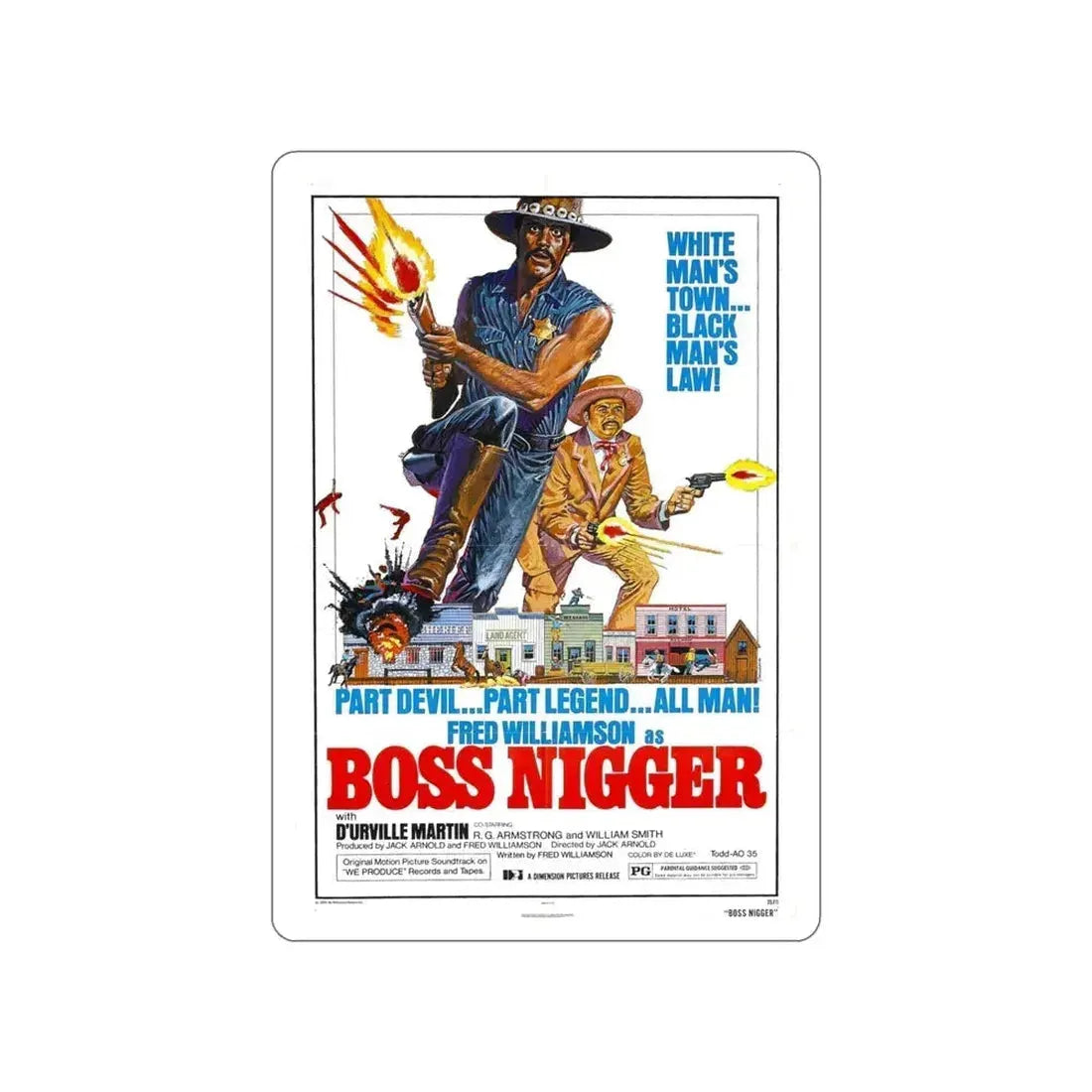 BOSS NIGGER 1974 Movie Poster STICKER Vinyl Die-Cut Decal 4 Inch - The Sticker Space