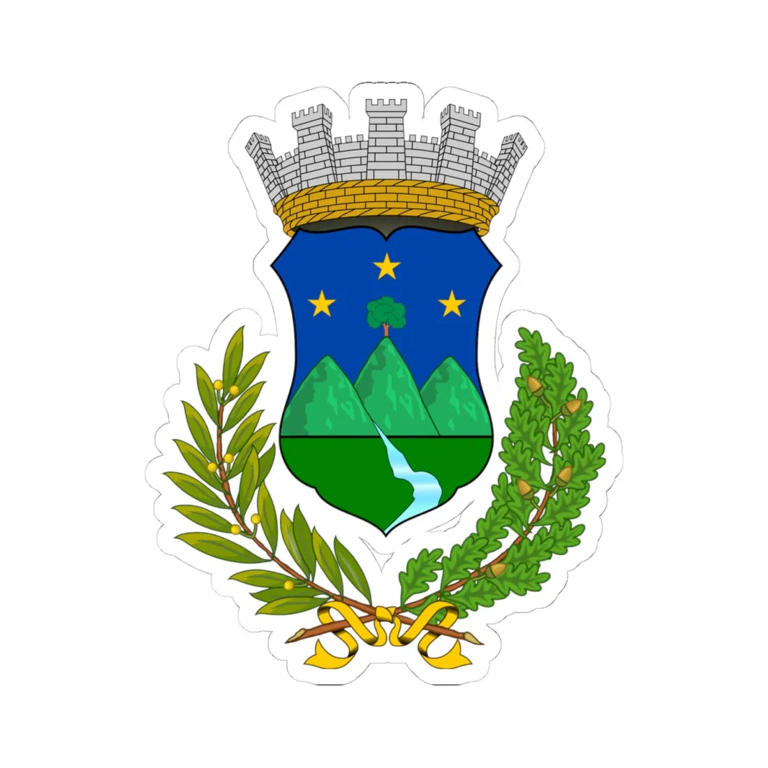 Bossolasco-Stemma (Italy) (Coat of Arms) STICKER Vinyl Kiss-Cut Decal 4 Inch White - The Sticker Space