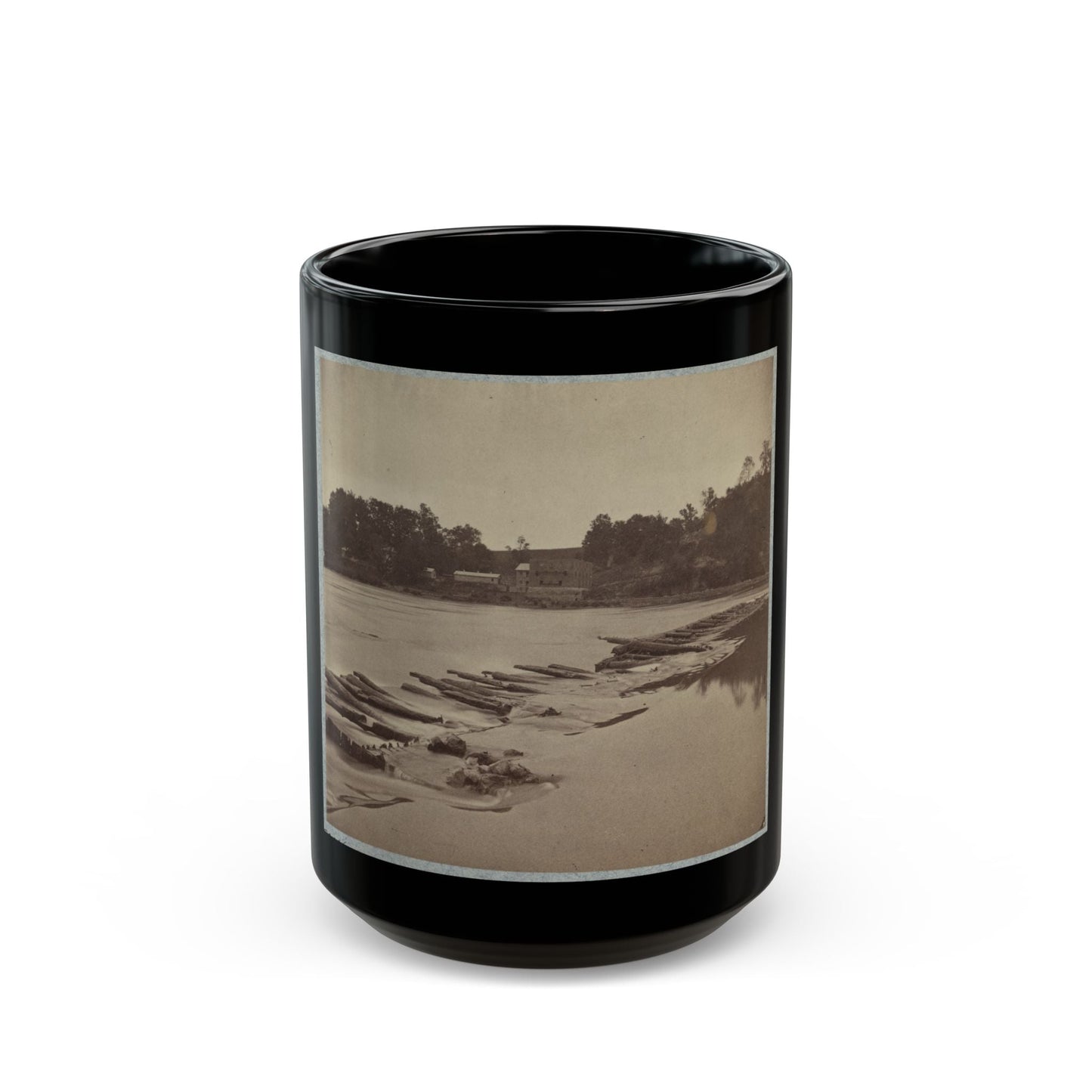 Boteler's Ford, Potomac River Near Shepherdstown. Point At Which Confederate Army Crossed After Battle Of Antietam (U.S. Civil War) Black Coffee Mug-15oz-The Sticker Space