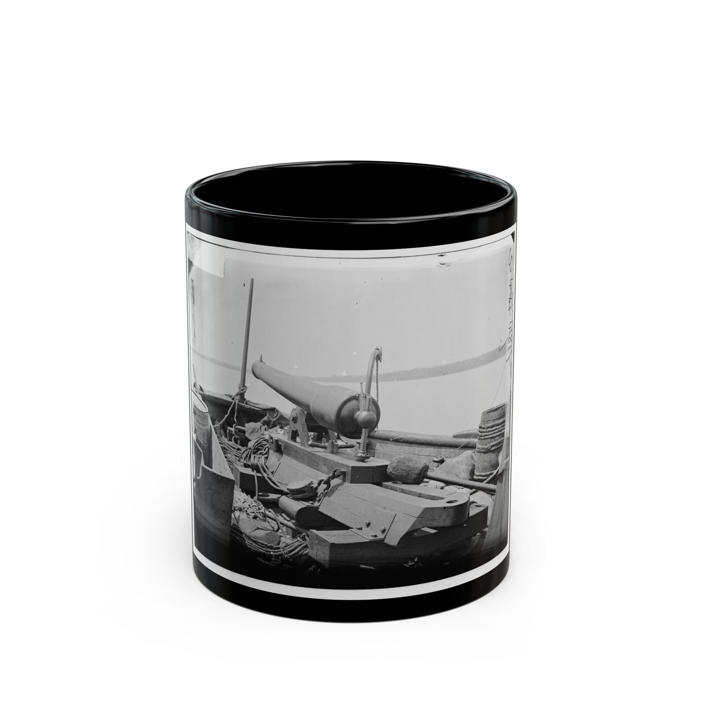 Bow Gun On Confederate Gunboat Teazer, Captured By The Maritanza (U.S. Civil War) Black Coffee Mug-11oz-The Sticker Space