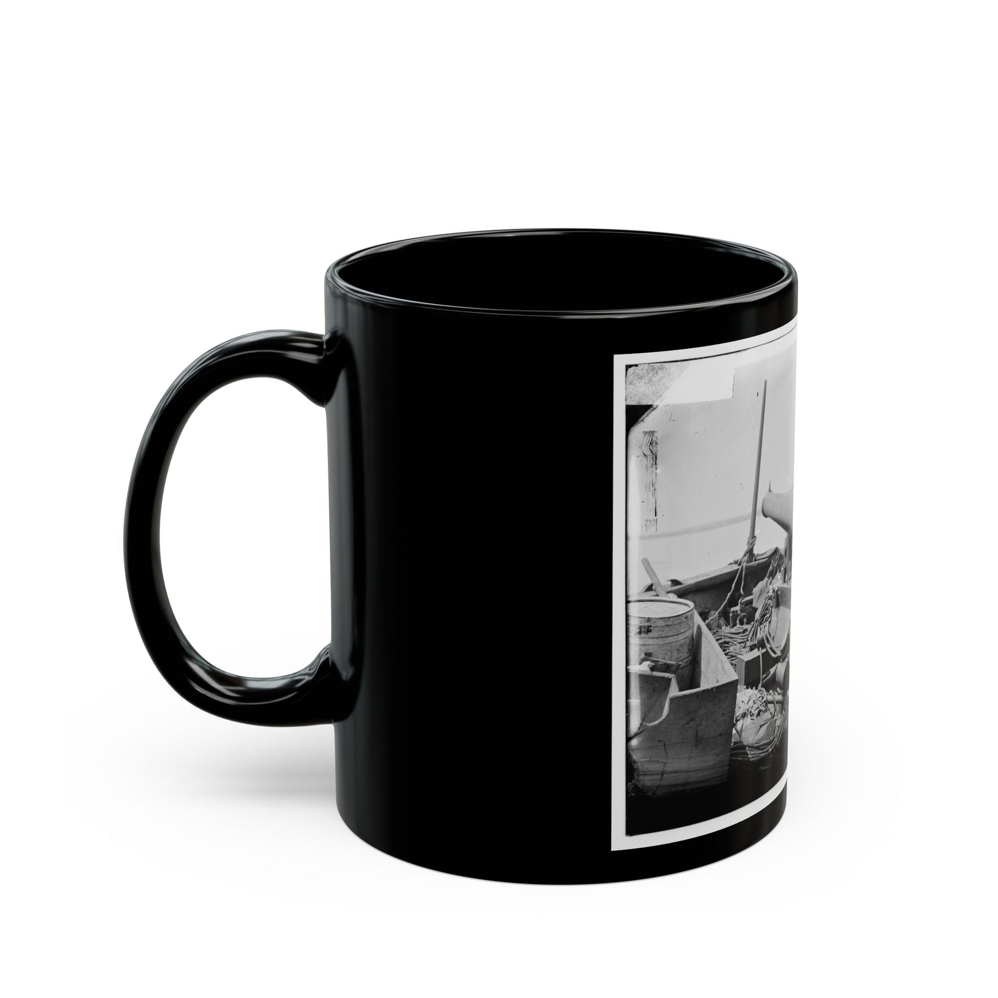 Bow Gun On Confederate Gunboat Teazer, Captured By The Maritanza (U.S. Civil War) Black Coffee Mug-The Sticker Space